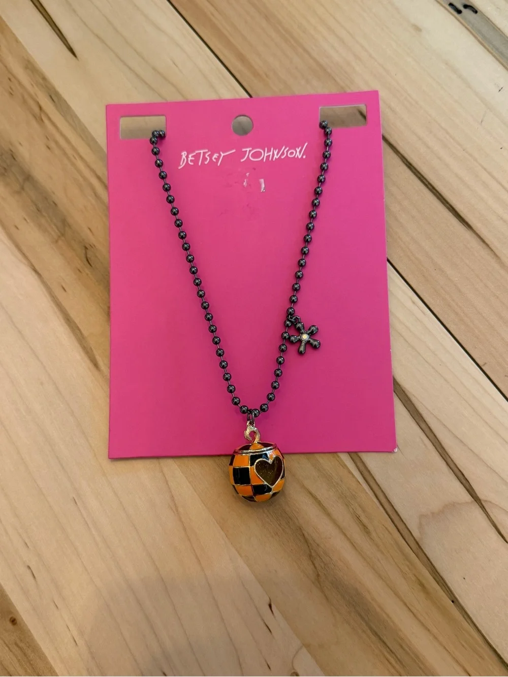 Betsey Johnson Pumpkin Heart Pendant Necklace